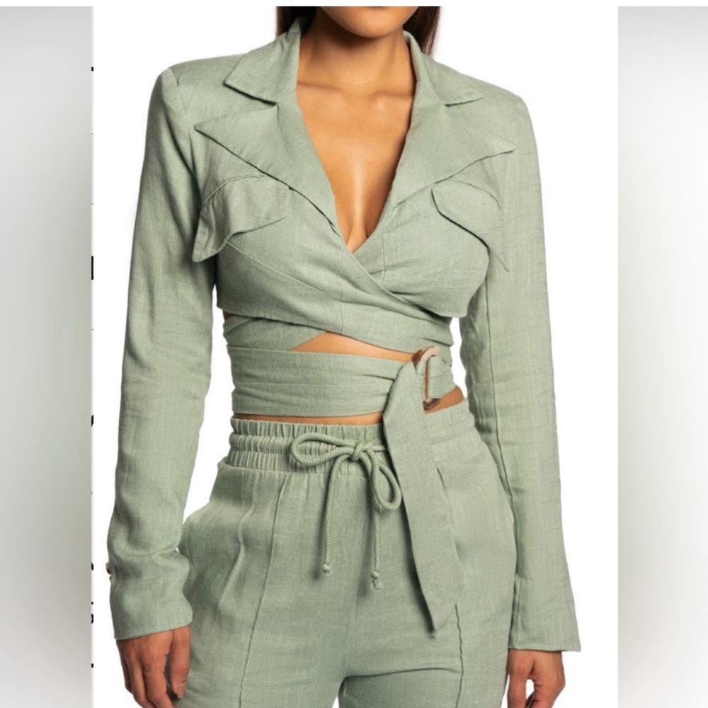 USED Drawstring waist pants and Blazer style top